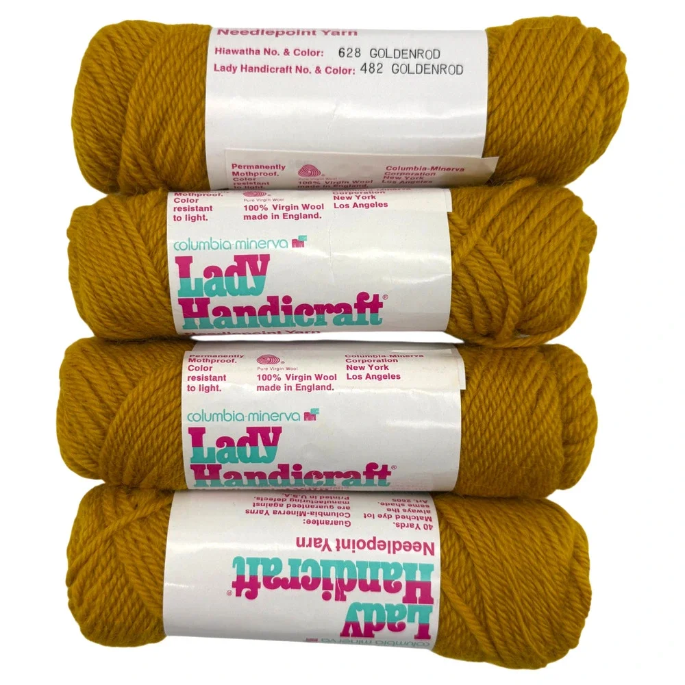 Lot 6 Skeins Columbia Minerva Lady Handicraft Needlepoint Yarn Gold 40 yds NOS